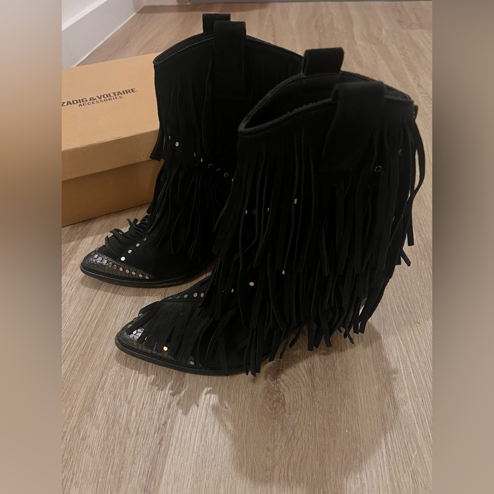 Zadig & Voltaire Suede Studded Ankle Boots